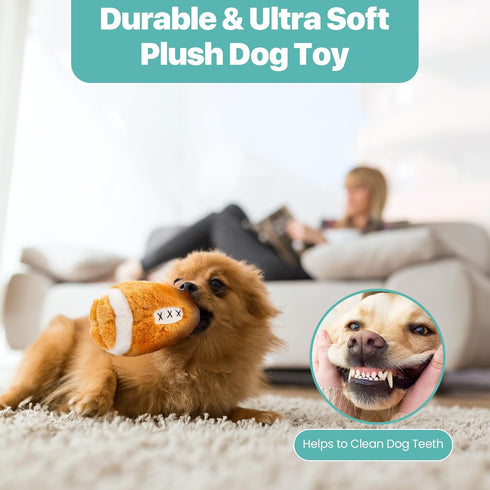 SPOT 4.5" Plush Football Dog Toy with Squeaker | Soft, Plush Fabric Football Squeak Toy for Small and Large Dog Breeds