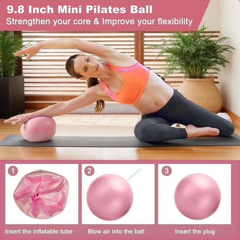 Gtzzot Set Set Pilates Ring Essentials Kit for Women, Soft Macaron Creams - Yoga Exercise Equipment for Home Workouts