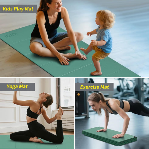 (74" 31.5" 0.32"), 8mm Foldable Yoga Mat Extra Thick & Large x x Double-Sided Non Slip & Lightweight Fitness Mat, Thick
