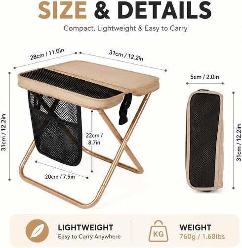 Xyphium Backpack 2-in-1 Backpack 265lbs, Portable Foldable Stool with Storage Pouch - Lightweight Chair for Hiking