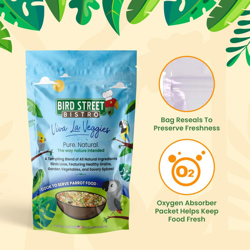 Parrot Food - Parakeet Food - Cockatiel Food - Natural & Organic Grains, Legumes, Non-GMO Fruits, Vegetables, Healthy