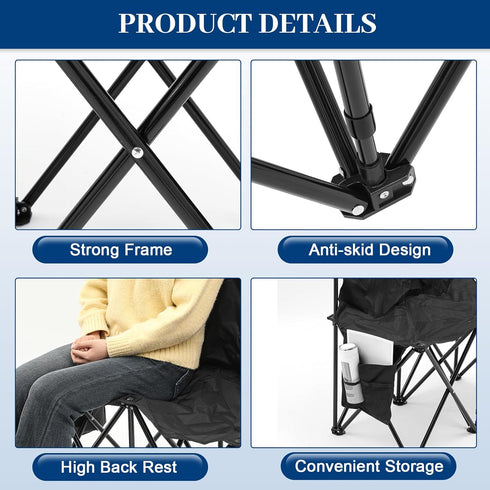2 Kigley Seats Folding Soccer Bench Chair Portable Team Sports Sideline Bench for Football Camp Travel Events Outdoor