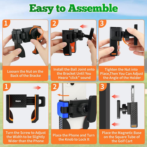 Ckepvo N52 360 4-7", Magnetic Golf Cart Phone Holder Magnets & Rotation,Tool-Free Install for EZGO/Club Car/Yamaha,Fits