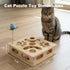 Pine Wooden Cat Puzzle Box, Interactive Maze & Scratch Enrichment Toy, Puzzle Toys for Indoor Cats with Sisal Wand