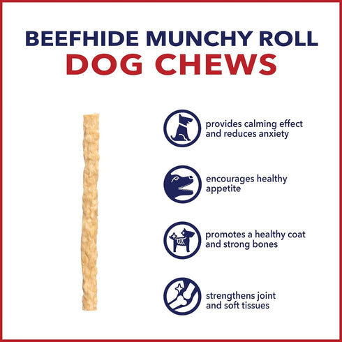 Pet Factory American Beefhide 5" Munch Mini Rolls Dog Chew Treats, Natural Flavor, 40 Count