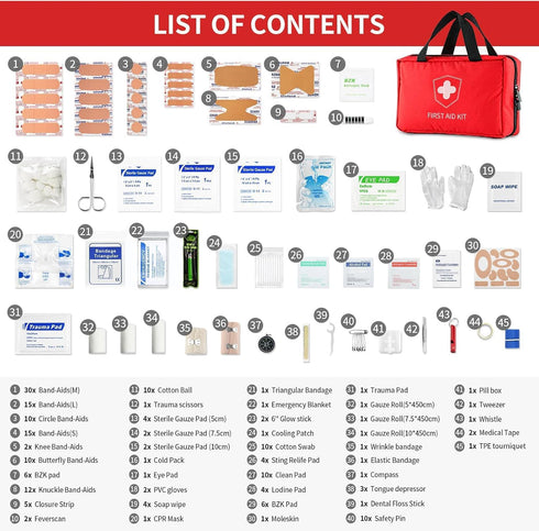 First Aid Kit - Trauma Kit with Essential Emergency Medical Supplies, Waterproof Travel First Aid Kit, Simple