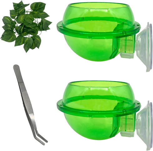 Chameleon Feeding Bowl with Suction Cup, 4Pcs Reptiles Feeder Water Bowls for Lizard Bearded Dragon Gecko