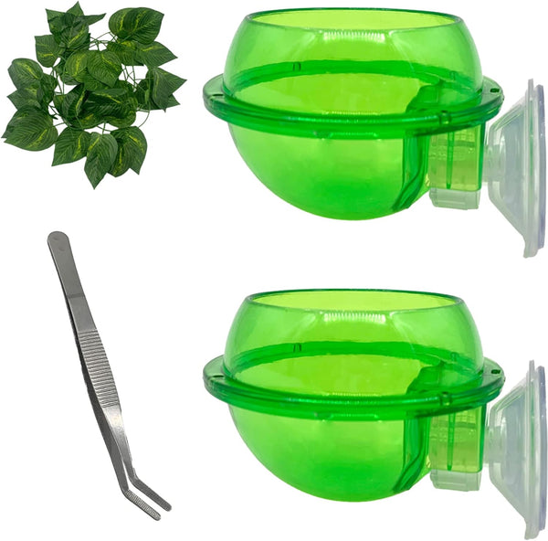 Chameleon Feeding Bowl with Suction Cup, 4Pcs Reptiles Feeder Water Bowls for Lizard Bearded Dragon Gecko