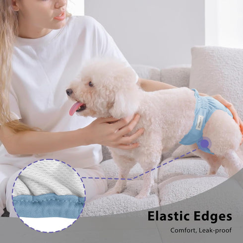 Dogs,(4 Pack) Vecomfy Reusable Female Dog Diapers for Large Easy Absorbent Medium Doggie Diapers for Peeing,in Heat,Dog