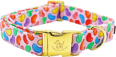 Elegant Little Tail Easter Dog Collar, Colorful Candy Print Adjustable Collar for Medium Dogs
