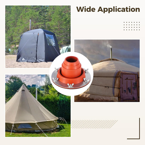 Tent Stove Jack Kit, Flexible Silicone Pipe Boot, High Temp Roof Flue Kit for Bell Tent, Yurt, Wood Burner