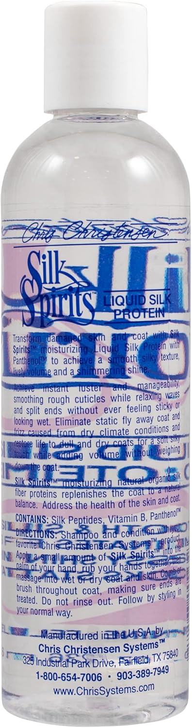 Chris Christensen Silk Spirits Liquid Protein, 8 oz, Smooth and Silky Dog Conditioner, Eliminate Frizz