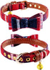 EXPAWLORER Dog Collar and Leash Set, Classic Plaid Dog Bow Tie and Bandana Collar with Bell, Adjustable for Dogs
