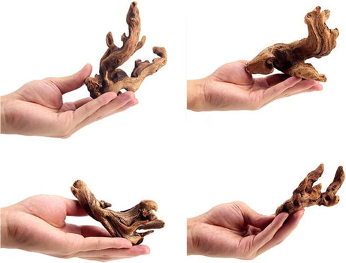 Set of 4 Small Natural Driftwood 4-6'' for Aquarium Styling, Reptile Tank Decor (Pack of 4)