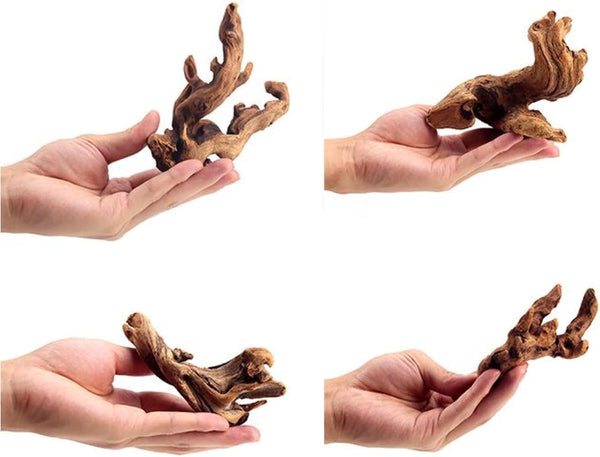 Set of 4 Small Natural Driftwood 4-6'' for Aquarium Styling, Reptile Tank Decor (Pack of 4)