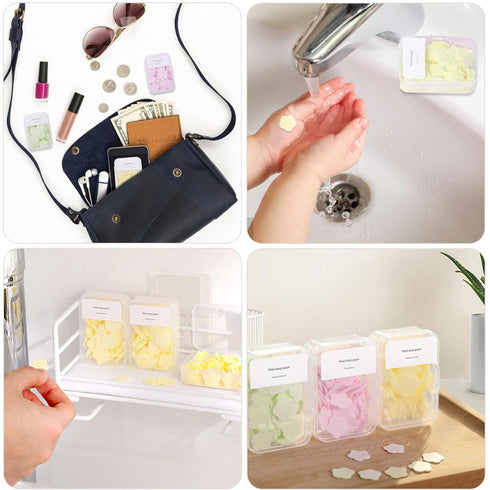 Iensen 300pcs Portable Hand Washing Soap Sheets, Scented Mini Soap Sheets, Disposable Soluble Soap for Outdoor Travel