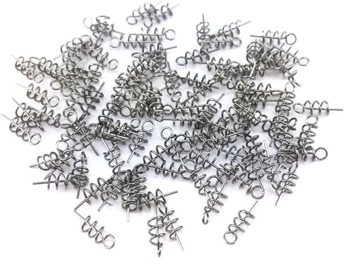 Honbay 100pcs Spring Twist Lock Fishing Hook Centering Pin for Soft Lure Bait Worm Crank