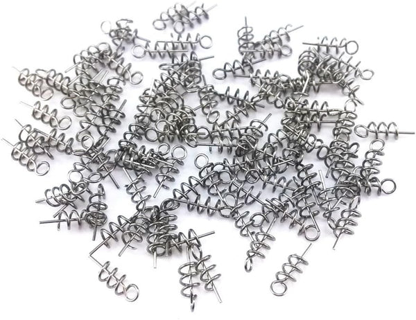 Honbay 100pcs Spring Twist Lock Fishing Hook Centering Pin for Soft Lure Bait Worm Crank