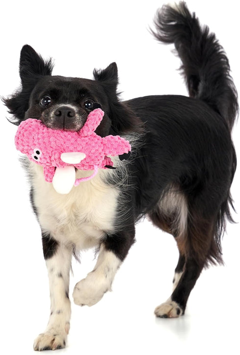 goDog Checkers Just for Me Flying Pig Squeaky Plush Dog Toy with Chew Guard Technology, Durable Fabric & Squeaker