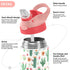 Wfrish 12 oz Colorful Cacti Flowers Kids Water Bottle with Straw Lid Insulated Stainless Steel Travel Tumbler BPA-Free