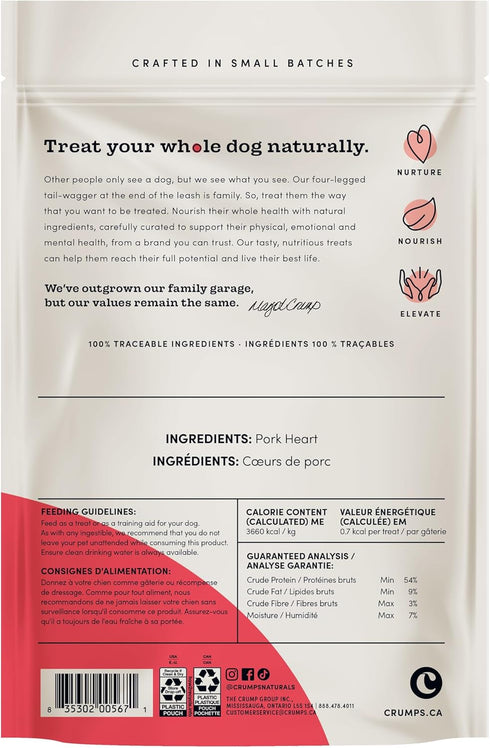 4.06oz Crumps Naturals Mini Trainers Freeze Dried Pork Hearts