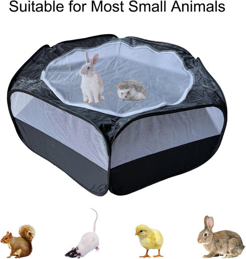 Denyskwin Chinchillas, Small Animal Playpen with Zippered Mesh Cover - Portable Foldable Chicken Brooder Box, Indoor