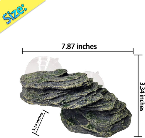 kathson Turtle Basking Platform with Suction Cup, Tortoise Climbing Rest Terrace for Reptile Habitat Rock Decor (L)