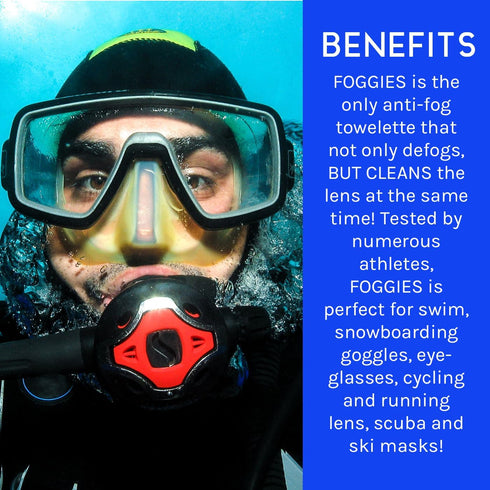 Foggies 6-Pack 2-in-1 Anti-Fog Towelettes | Lens Cleaner & Anti-Fog Wipe | Cleans and Defogs Goggles, Glasses & Masks |