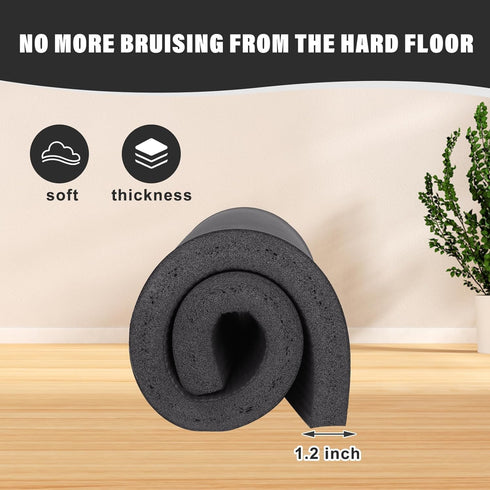 Yoga Knee Pad Cushion - Thick Non-Slip Support for Knees, Wrists, Elbows - Earth-Friendly Black Yoga Mat, 24x12.2 Inch