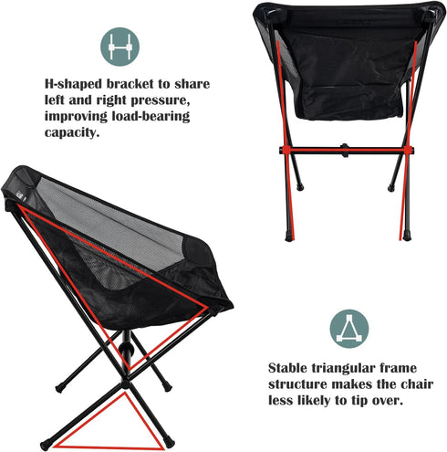 Ultra-Light Folding Camping Chair - 1.5 lbs All-Aluminum Frame, Lightweight Rip-Stop Fabric, Compact Storage