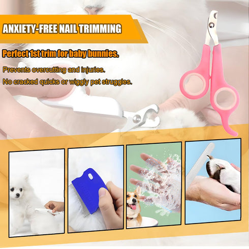 Rabbit Grooming Kit Bunny Grooming Kit with Shedding Brush, Nail Clippers & Comb Small Animal Grooming Supplies