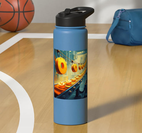 Whimsical Industrial Art for Cheese Enthusiasts Colorful Cheese Factory Conveyer Belt Art for Food Lovers Stainless