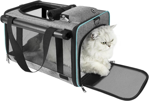 Cat Carrier, Airline Approved Soft-Sided Travel Bag for Medium Cats 15+ lbs & Small Dogs, Underseat Cabin L