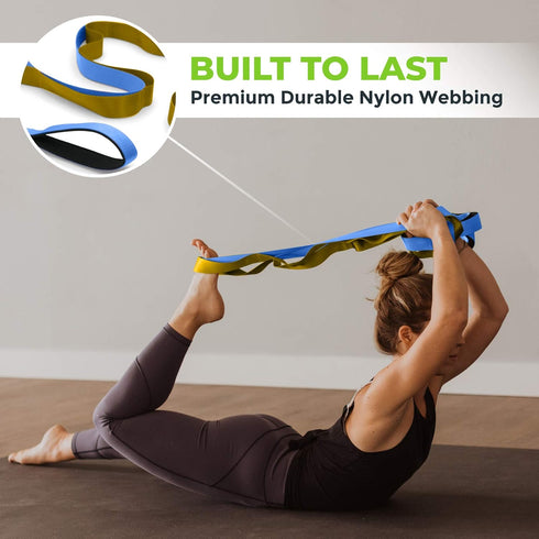 Gradient Fitness Stretching Strap for Physical Therapy, 12 Multi-Loop Stretch Strap, 1.5" W x 8' L