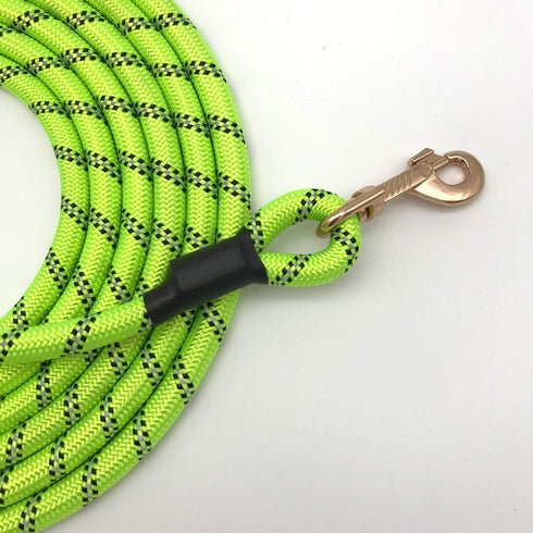 Reflective Nylon Dog Rope Lead, Strong Training Leash with Soft Handle, 5-20 FT Long Green (Dia:0.5" 8FT)