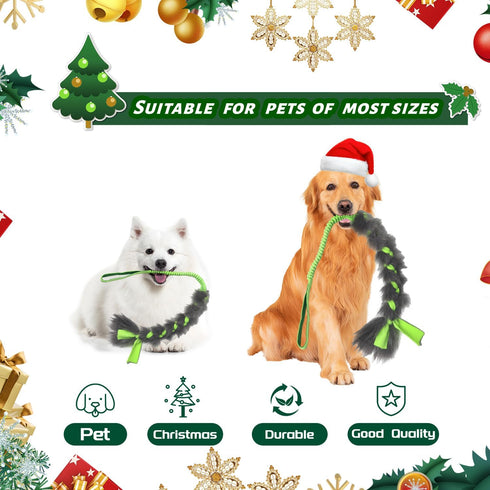 Christmas Dog Tug Toys, Large Chew Toy for Aggressive Chewers, Easy to GRAP, Ideal for Training, Hand Made (Green)