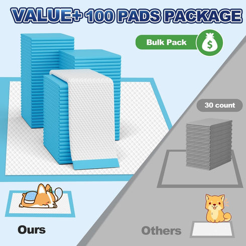 100 Count, 34"x28" Puppy Pads XL Dog Pee Pads Extra Large, Pee Pads for Dogs, X-Large Disposable Dog Training Pads