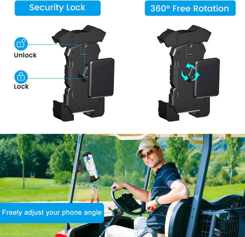 Magnetic Golf Cart Phone Holder, Upgrade Strength Magnet Mount for EZGO/Club Car/Yamaha, Golf Accessories for Golfers