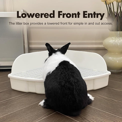 RUBYHOME Chinchilla 20 13.2 6 Rabbit Litter Box Large Bunny Guinea Pig Corner Litter Box Potty Trainer Bigger Pet Pan