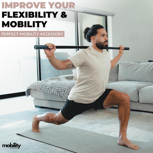 Yoga Stick 5ft Made from Natural Bamboo - Stretching Stick with Non-Slip Handles for Mobility and Flexibility