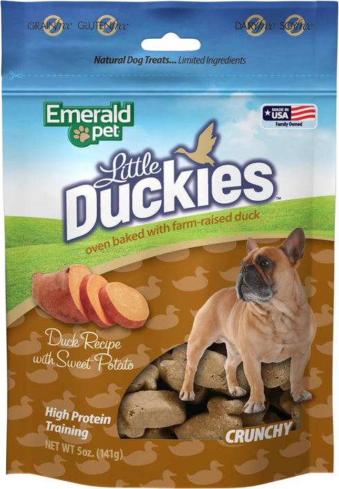 Emerald Pet Little Duckies Crunchy Natural Roasted Duck Dog Treats, Made in USA, Brown, 5-Ounce (00426-LS)