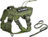 Petmolico Tactical Dog Harness with Leash, No Pull Military Service Dog Harness with Hook and Loop Panels, Army Green XL