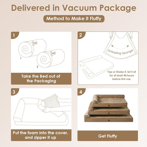 EHEYCIGA Memory Foam Orthopedic Dog Beds, Washable Dog Bed with Waterproof Lining, Removable Cover, 36x27 Inches, Camel