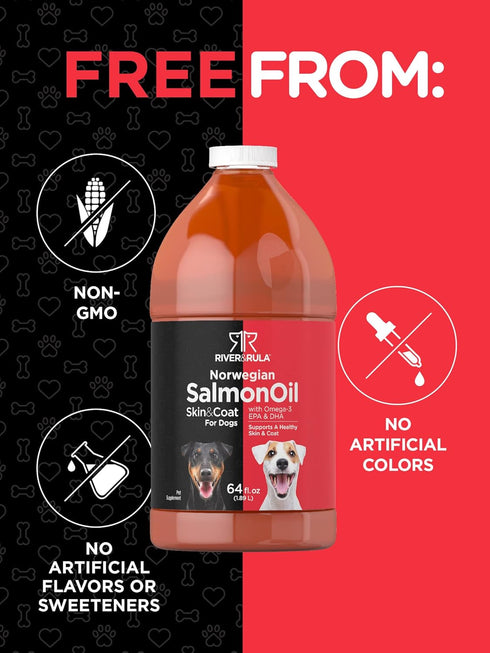 Horbaach Salmon Oil for Dogs 64 fl oz with Pump - Supports Healthy Skin and Coat, Omega 3