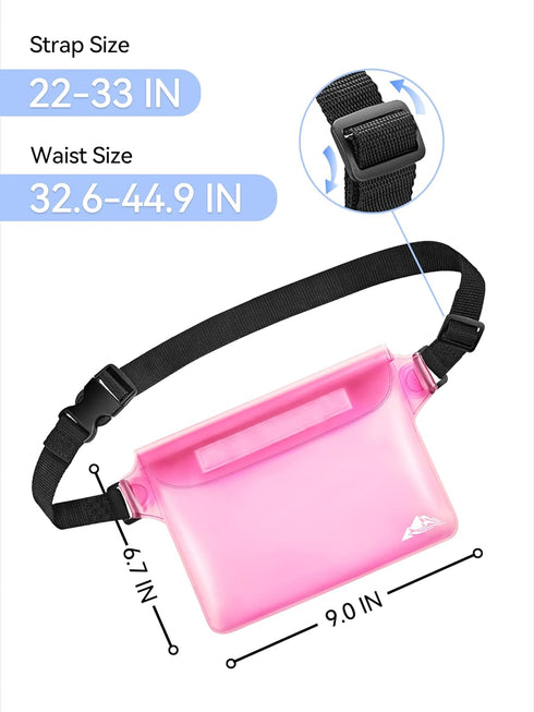 HEETA 2 Pack Waterproof Pouch, Screen Touch Sensitive Waterproof Dry Bag with Adjustable Waist Strap