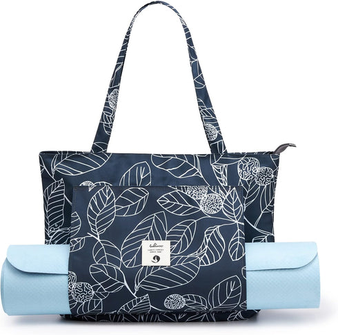 WLLWOO Yoga Bags for Women with Carrier, Canvas Tote for Pilates, Travel, Office, Beach Workout