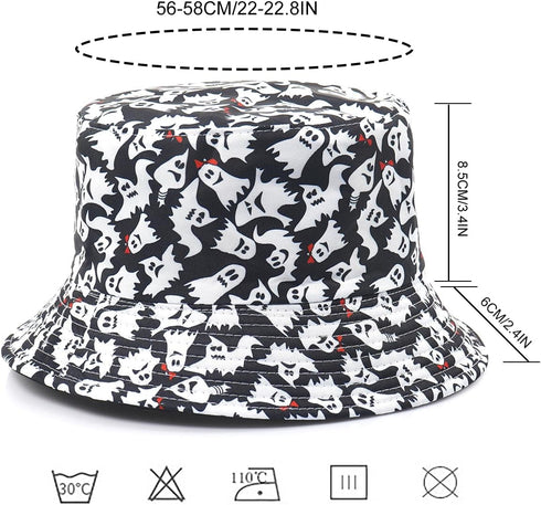 Halloween Bucket Hat, Reversible Beach Sun Hat for Women