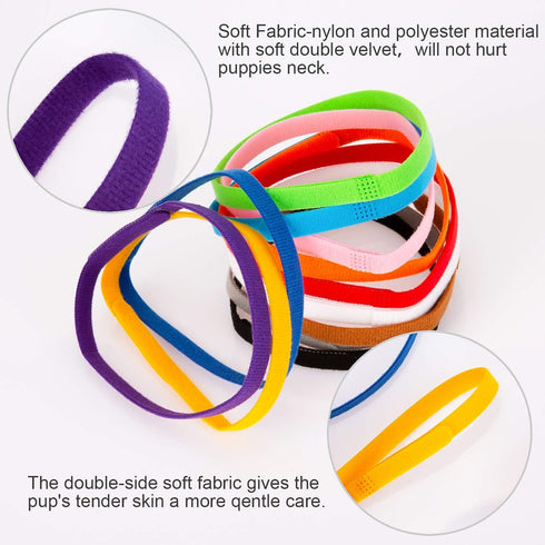 LUTER 15 Colors Puppy Collars 20x1cm - Soft Adjustable Whelping ID Collars for Newborn Dogs and Kittens