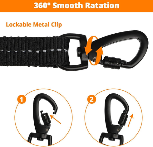Long Dog Leash 50 FT | Heavy Duty Rope Leashes for Training | Swivel Lockable Hook, Reflective, Padded Handle, Orange