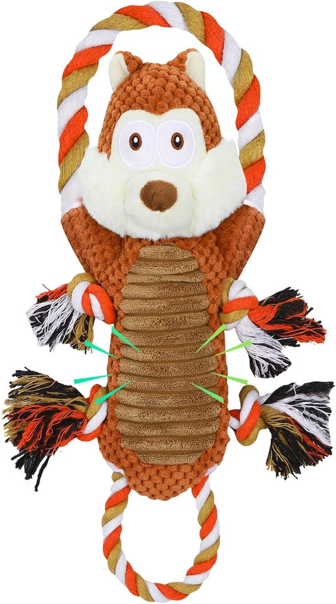 Rope-Infused Squeaky Dog Toys for Large Dogs, Interactive Tug of War Plush Chew Toys for Small, Medium, and Big Dogs